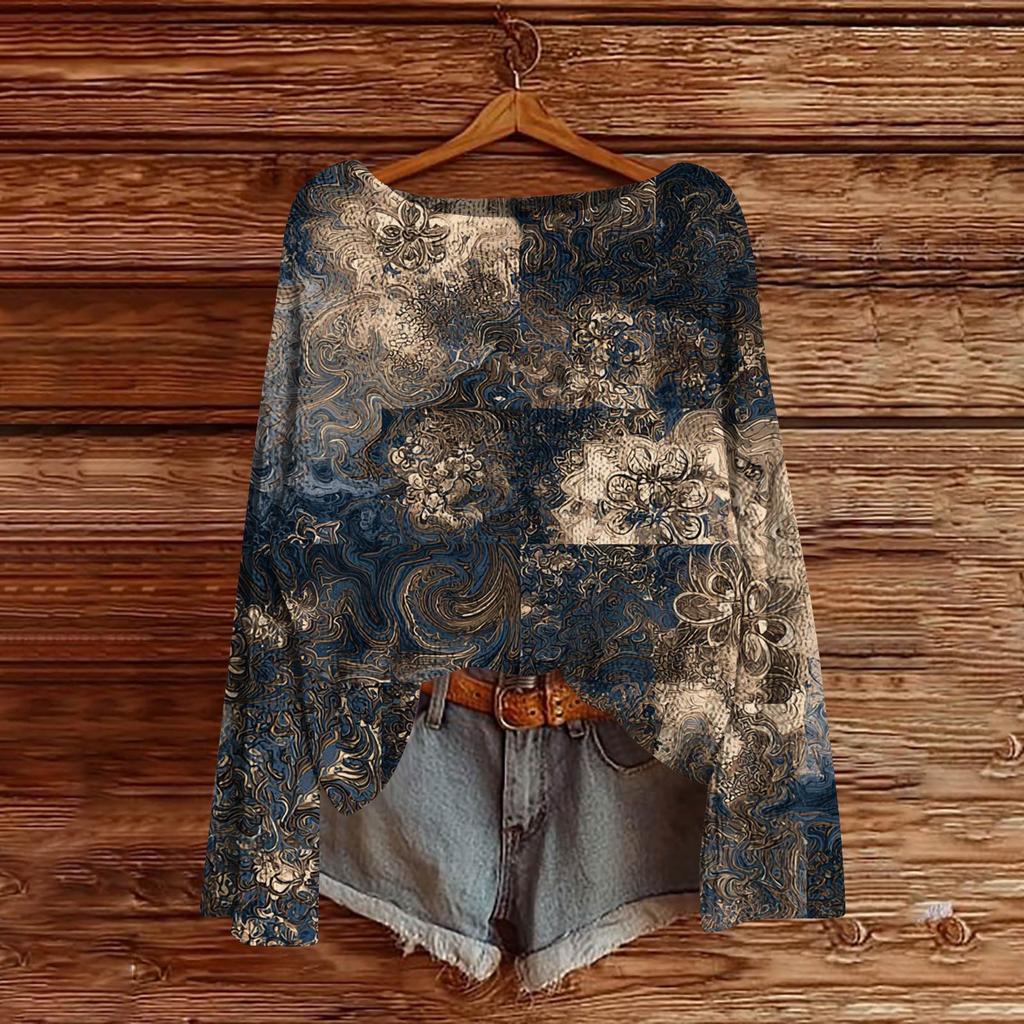 Women's Round Neck Lightweight Sweater Casual Long Sleeve Knit Pullover