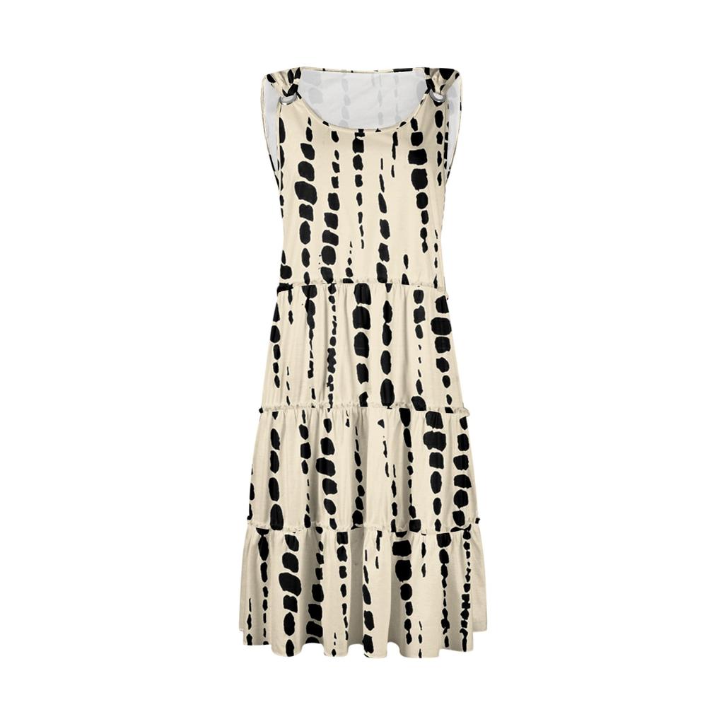 Women's Casual Daily Dating Outing Fashion Print Basic Sleeveless Loose Dress Bohemian Beach Dress Sleeveless Dress