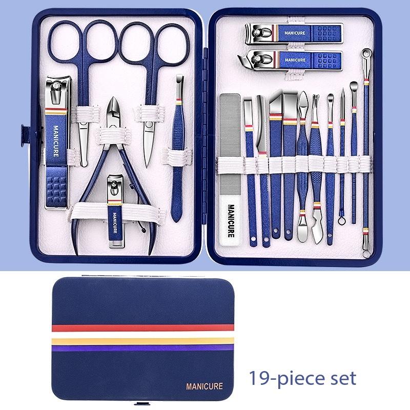 Professional Multi-Functional Luxury Manicure & Pedicure Set Green & Blue Stainless Steel Grooming Nail Kits синий