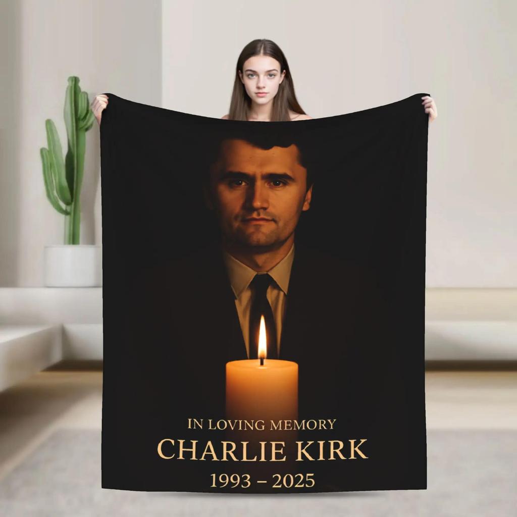 Pray For Charlie Kirk Soft Plush Throw Blanket for Students  Warm Flannel Bedspread for Sofa Bed or Outdoor Use