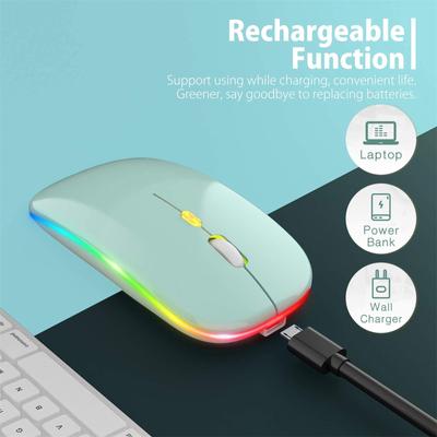 LED Wireless Mouse Rechargeable Ultra Thin Silent Mouse 2.4G Portable Mobile Optical  Mouse