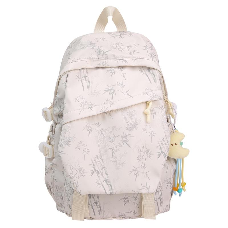 Schoolbag new high-value national style ins fresh and sweet leaf print backpack junior high school students lightweight versatile backpack