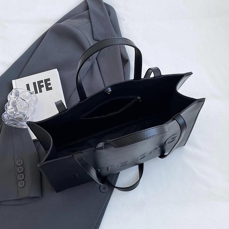 Large Capacity Fashionable Tote Bag With Letter Print Fashion Solid Color Simple Crossbody Bag Women Casual Handbag Shoulder Bag