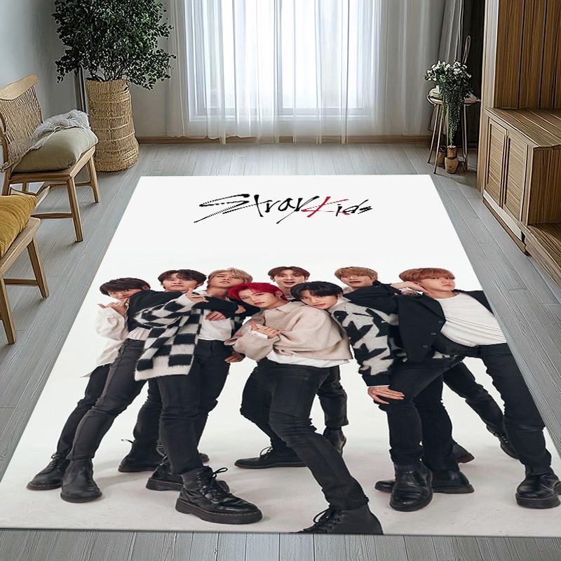 HD Stray Kids Kpop Star Living Room Non-Slip Area Rug Soft Carpet for Bedroom Kids Playroom Sofa,Home Decor Doormat Gift