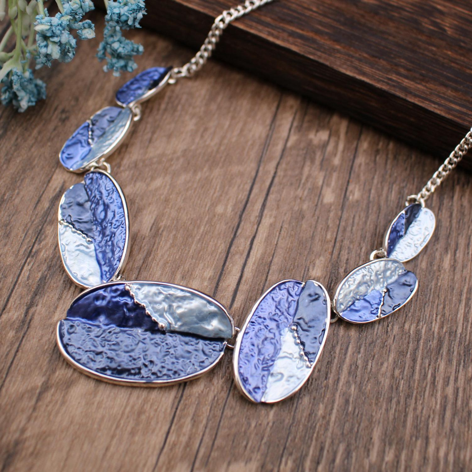 

Новое цветное масло, ожерелье с овальным листом, модное и высококлассное женское банкетное уличное ожерелье