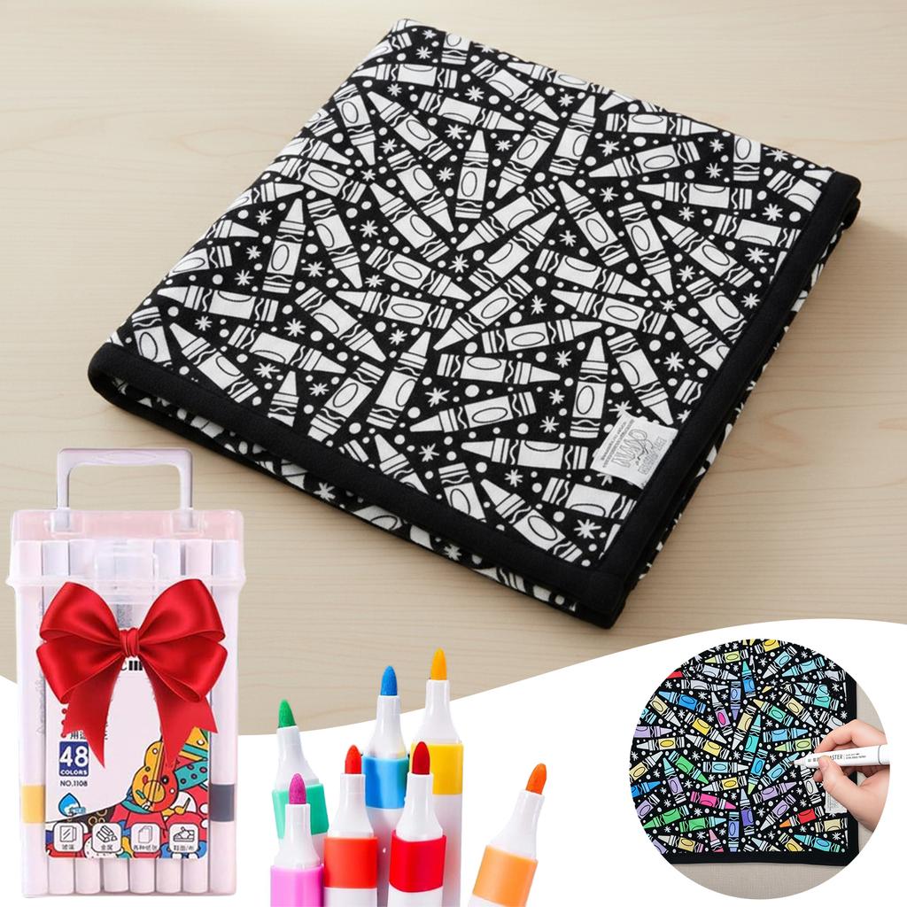 DIY Coloring Blanket Washable Fuzzy Velvet Creative Art Project Painting Blanket for Holiday Arts Crafts Activity Party
