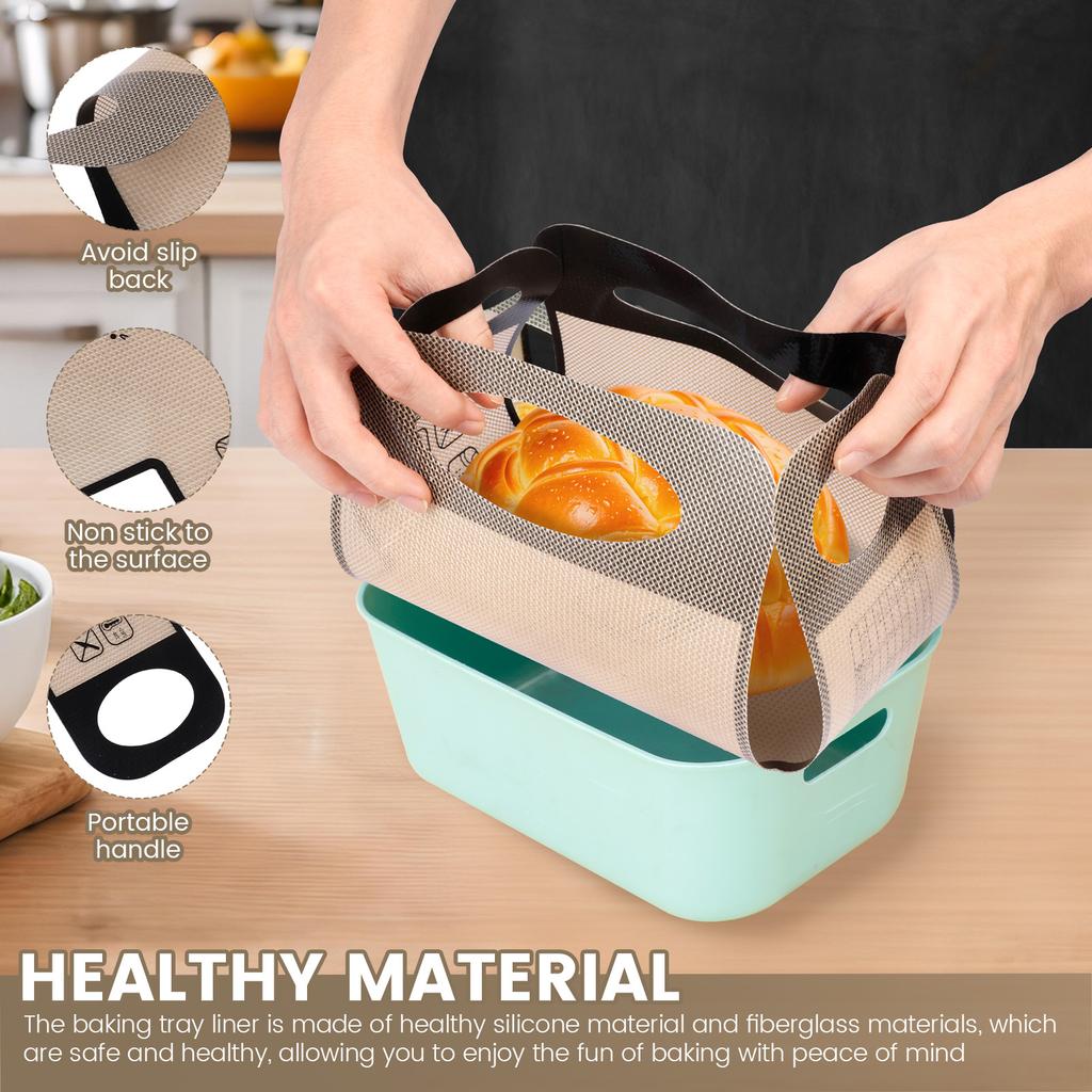 2 Stück Silikon Brotlaibform-Einlage Wiederverwendbare Brotmatte Hitzebeständige Brotbackmatte mit Griff für Backen Küchenzubehör
