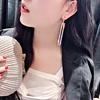 Fashion Long Geometric Drop Earrings Luxury Gold Copper Color Rectangle Rhinestone Earring for Women Party Zircon Gift