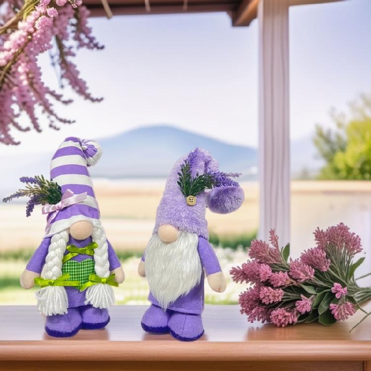 Eye Catching Lavender Gnomes Decor Handcraft Figurines for Spring Summer