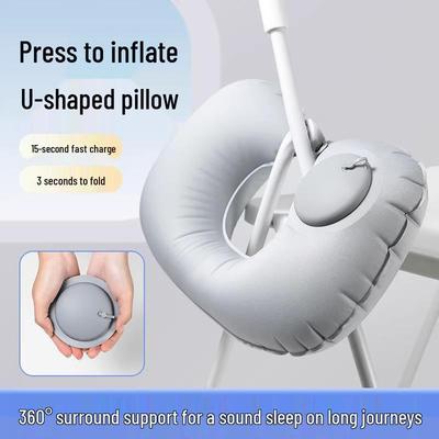 Inflatable U-shaped Neck Support Pillow for Travel - Portable and Press-type for Car & Airplane Comfort