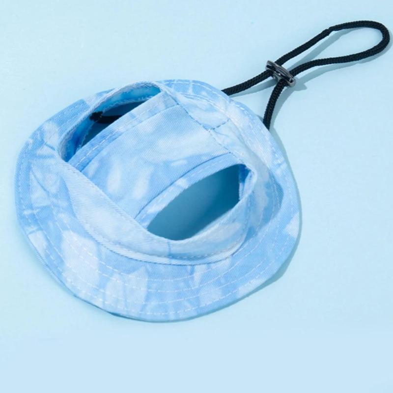 Summer Pet Baseball Cap with Ear Holes Adjustable Dyed Comfortable Dog Hat for Small Medium Dogs Outdoor Activities Home Use