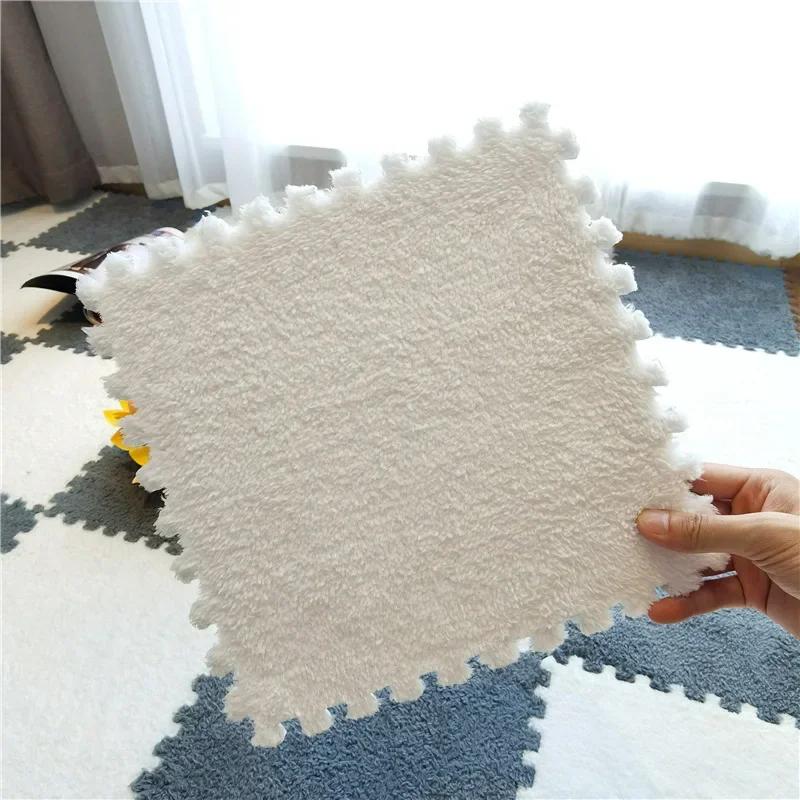 

10Pcs Soft Plush Baby Play Mat EVA Foam Puzzle Carpet 30x30cm Children’s Mat Keep Warm for Kids Room Baby Toys Floor Playmat белый