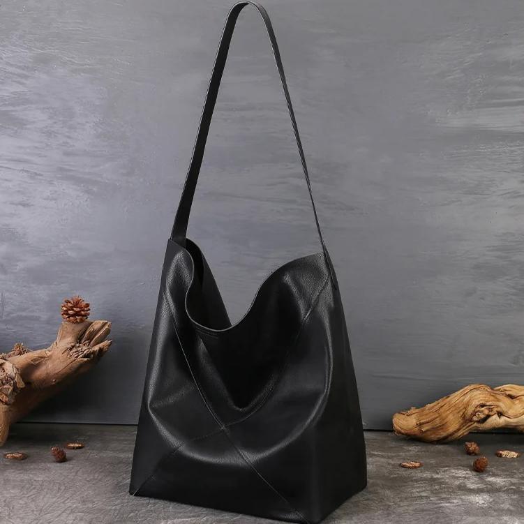 Johnature Large Capacity Retro Women's Bag Genuine Leather Tote Bag Versatile Soft Cowhide Shoulder Bag