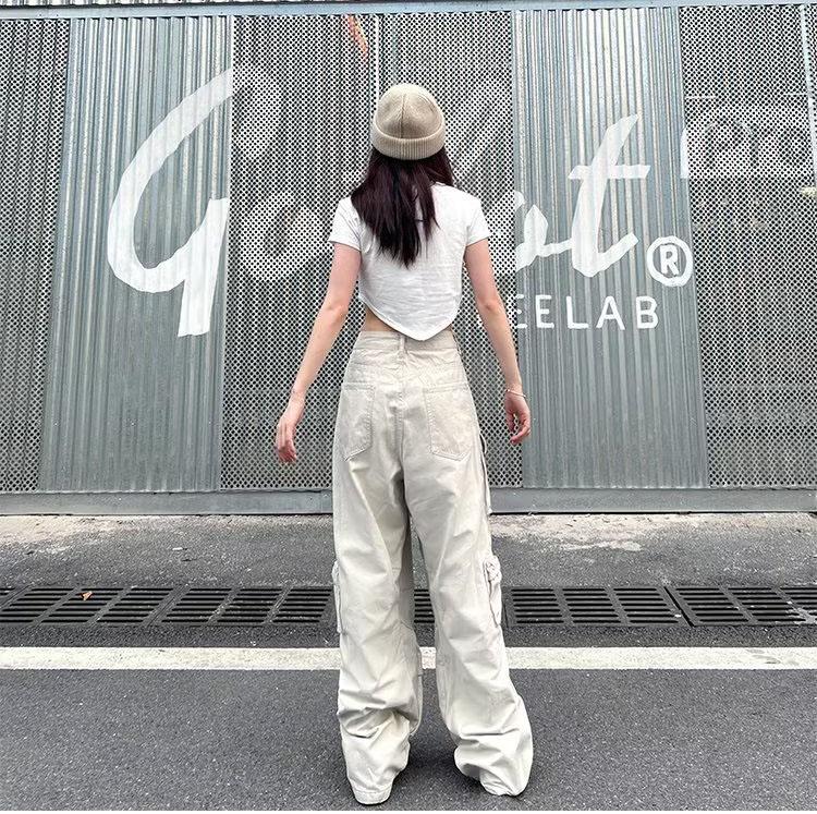 Spring Large Size Retro Casual Multi-Pocket Cargo Pants