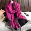 Classic silk wool solid color gold edge scarf, spring and autumn sun-proof and warm silk scarf, fashionable and versatile women's bright silk shawl
