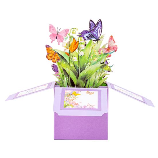 Tarjeta emergente de mariposa, ramo de flores de papel 3D hecho a mano, tarjeta de felicitación emergente para cumpleaños, aniversario, Día de la Madre