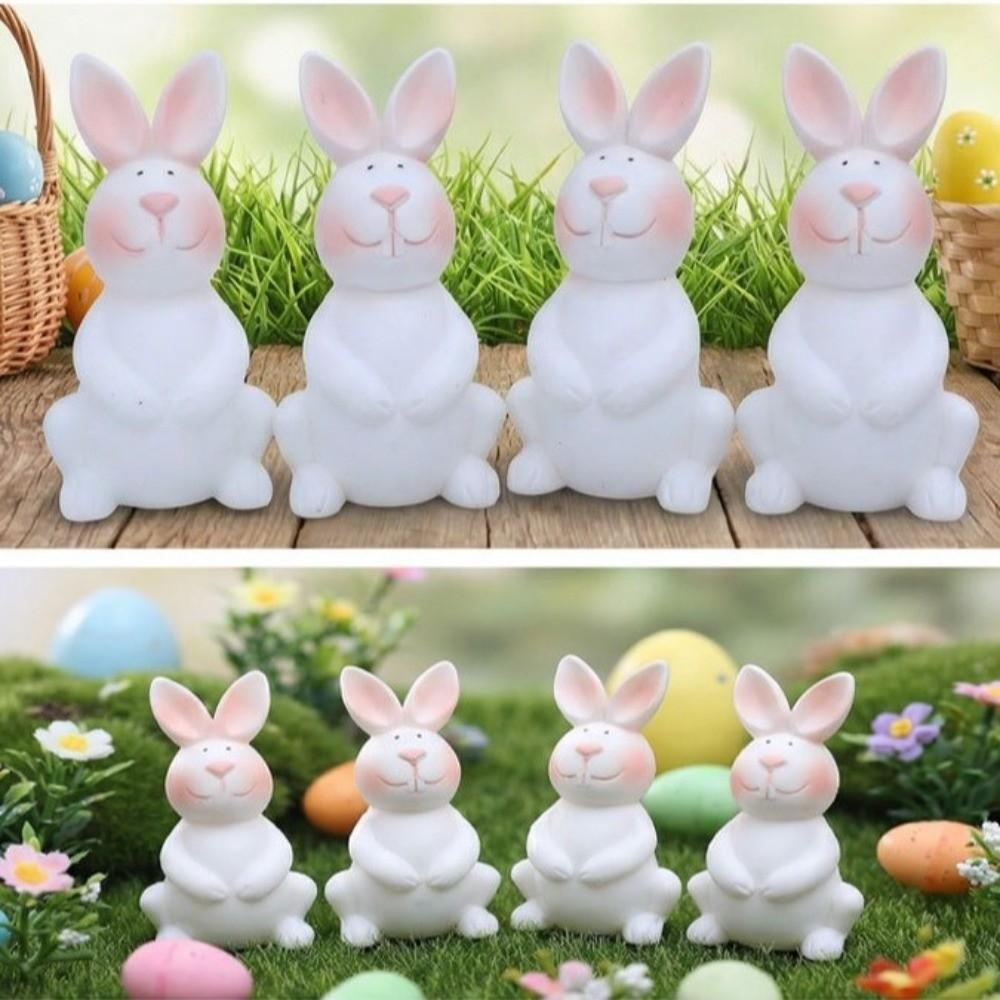 Cartoon Easter Bunny Ornament Plastic Rabbit Figurine Rabbit Statue  Easter Celebration