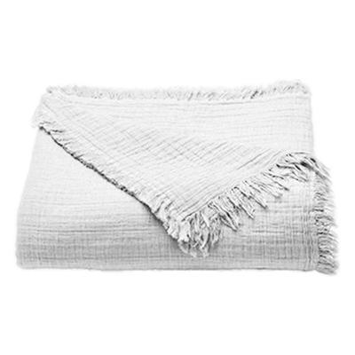 Fringed Bedspread "Brehat" Stonewashed Cotton Gauze Toison D'or - Brehat White - 270 X 250 Cm