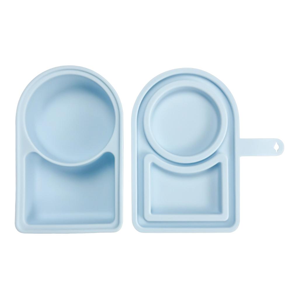 Silicone Reusable Snack Box With Lid, Double Compartment Snack Box, Dressing Condiment Box