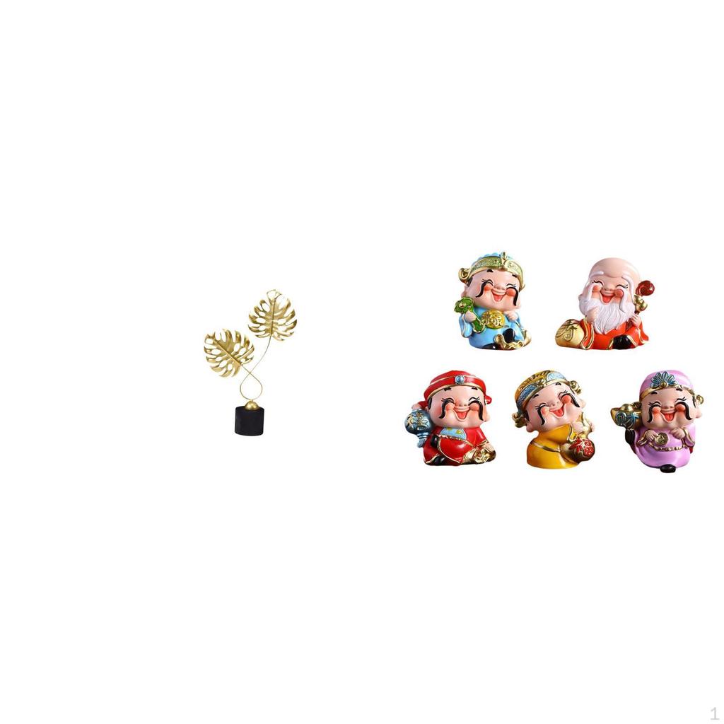 Figurine Sculpture Ornament for Desk Cabinet Indoor Housewarming Fireplace with God of Fortune Resin