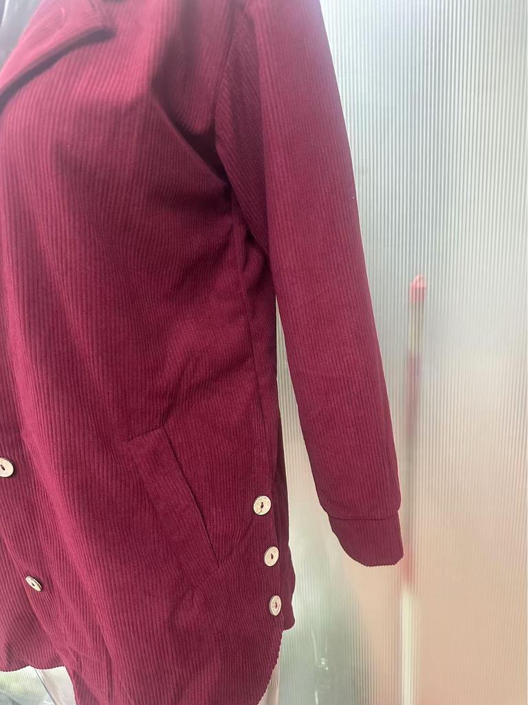 2025 Europejska i Amerykańska Damska Kurtka Sztruksowa z Kapturem - Jesienno-Zimowa Odzież Codzienna