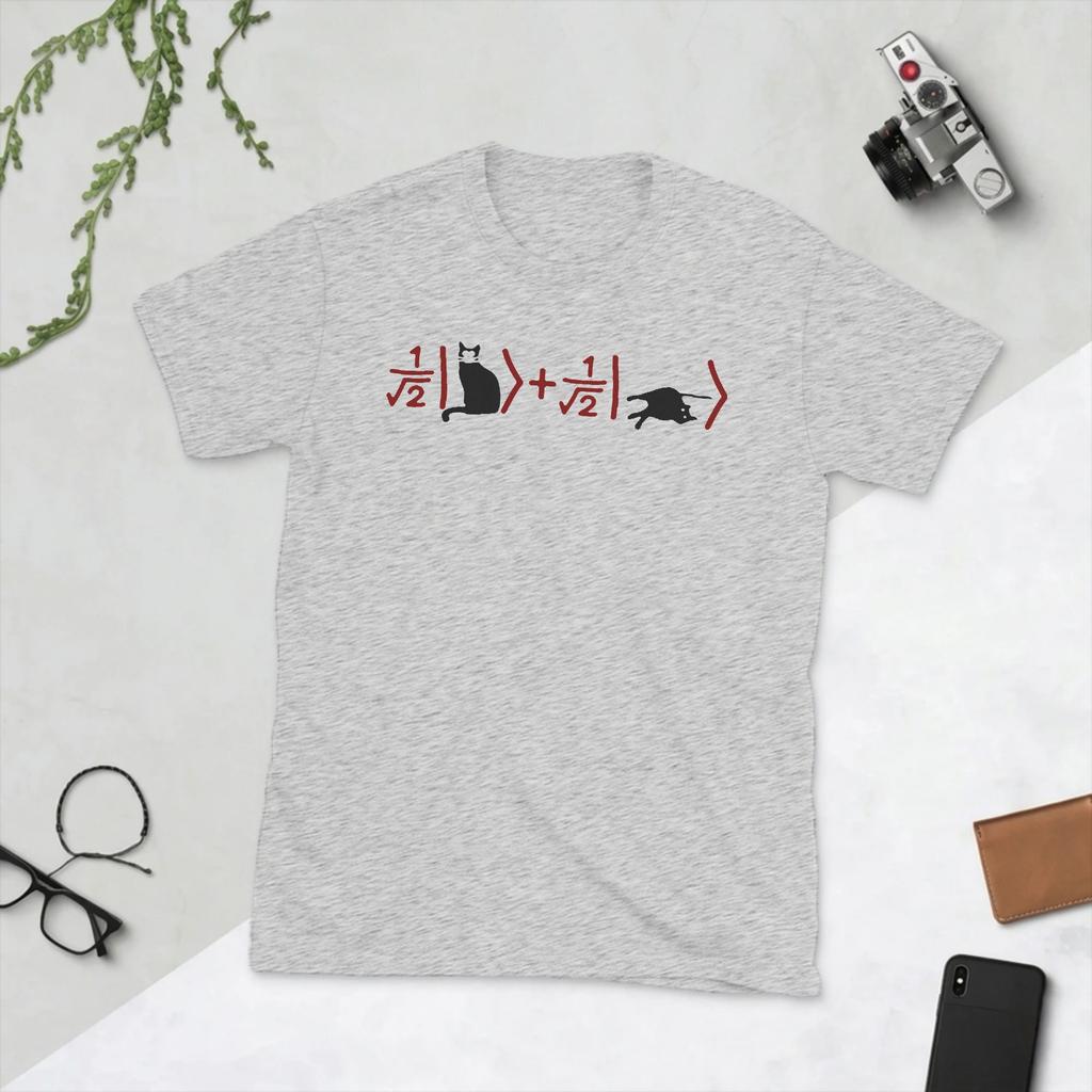 Unisexs Schrdingers Cat Math Science T Shirts 100 Cotton Tops Funny Short Sleeve Crewneck Tee Shirt Summer TShirt