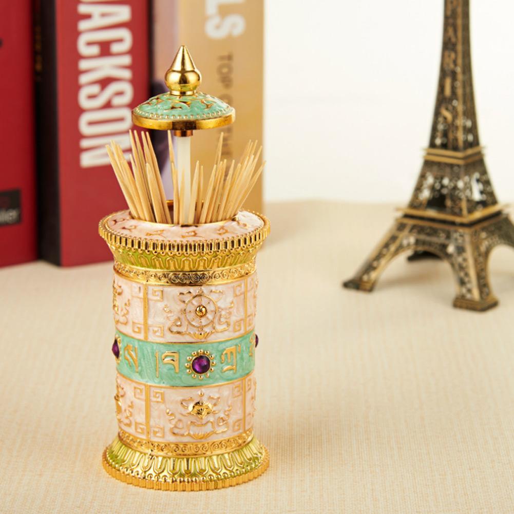 Home Kitchen Hotel Rotating Press Toothpick Holder Box Dispenser Organizer Container