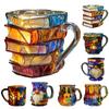 3D Painted Book Mug for Hot Cold Brews 300ml Stackable Book Cup Gifts for Readers Writers Librarians