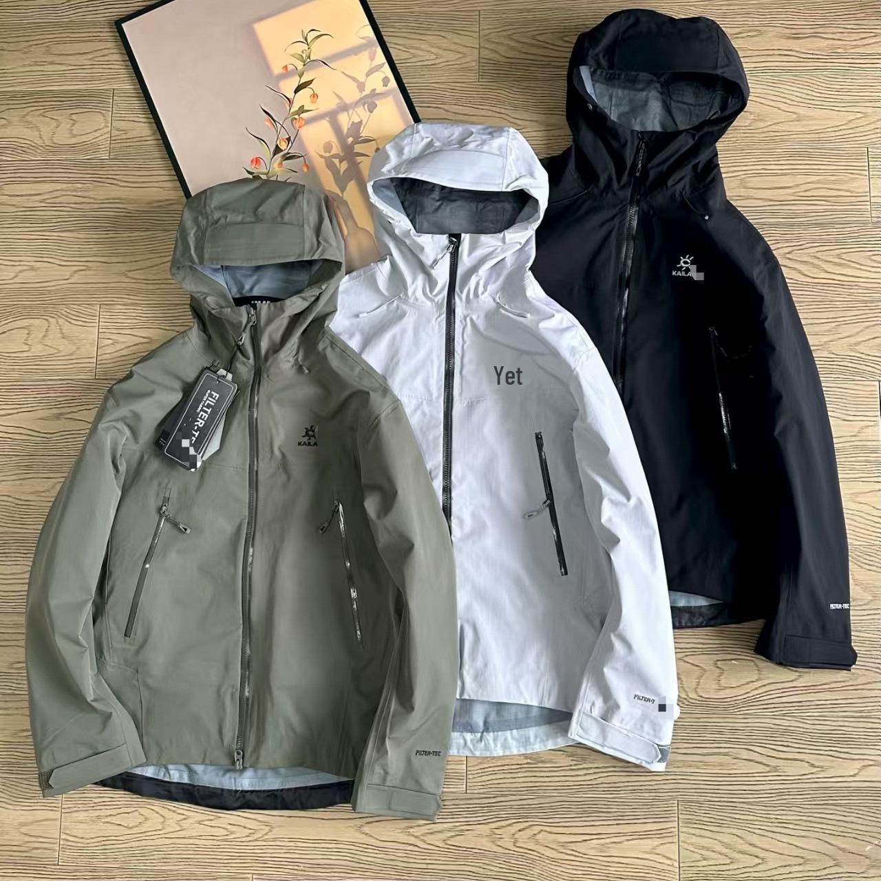 Kailas Bogda LT Series Unisex Waterproof Hooded Jacket - Black/Grey/Military Green 2XL