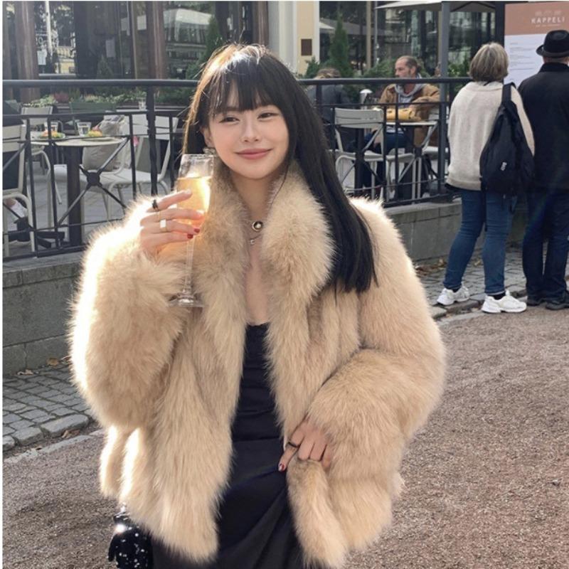 Tuscany imitation fox hair light thousand gold wind fur coat 2 years winter new thickened women's short