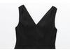 Women's 2024 Winter V-Neck Sleeveless Balloon Mini Dress with Open Back