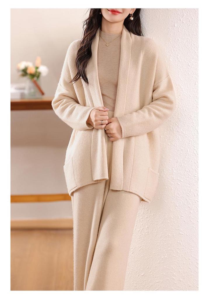 Korean Style Wool Knit V-Neck Cardigan - Loose Fit, Autumn/Winter Retro Sweater