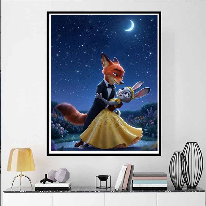 Disney Diamond Painting Judy  Nick Dancing Under The Stars Cartoon Movie Cross Stitch Embroidery Handmade Gift Home Decor