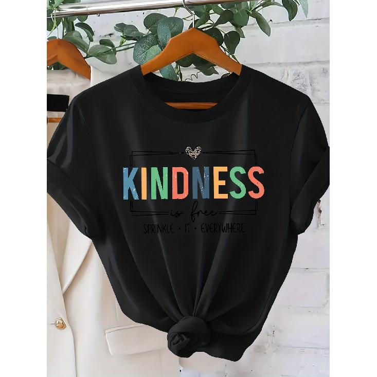 „FREUNDLICHKEIT ist kostenlos“ Bunte und süße Charity-Drucke T-Shirt Elegante Vintage-Damenkleidung, ein Geschenk für die Schulanfangszeit Schön