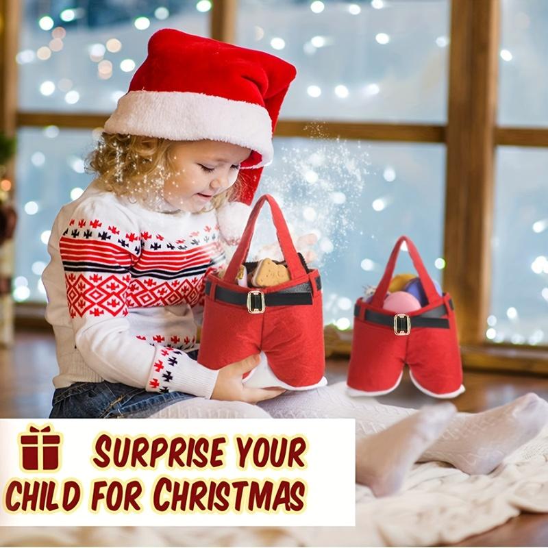Santa Claus Shorts Gift Bag - Cute Christmas Gift Bags, Polyester Material, New Year & Christmas Gift Candy Bag Set