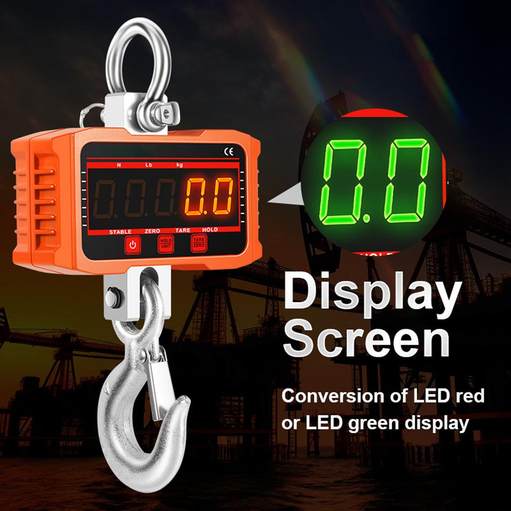 Electronic Crane Scale Red Green LED Display High Accuracy Heavy Duty Digital Hanging Scale with Remote Function 500KG/1000LB