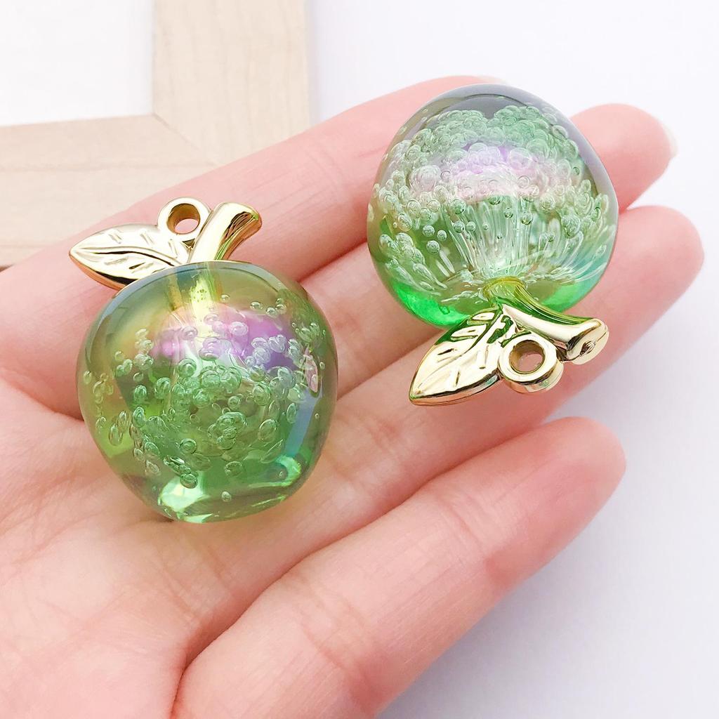 Colorful 3D Jelly Apple Pendant DIY Bracelet Necklace Earring Acrylic Jewelry Accessories