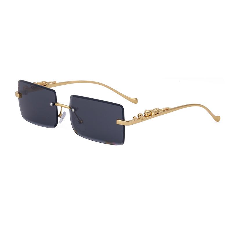 Frameless Sunglasses Women'S Square Leopard Sunglasses Men'S Trendy Glasses Shades