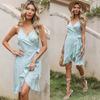 Sommer Casual Floral Gedruckt Unregelmäßigen Kurzen Strand Kleid Frauen Sexy Ärmelloses Damen Kleid Mode Schlank Robe Femme 26007