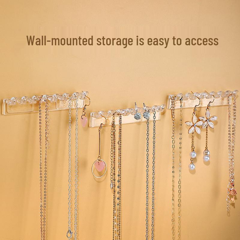 3-Piece Transparent Jewelry Wall Rack: 8-Hole Design for Earrings and Necklaces