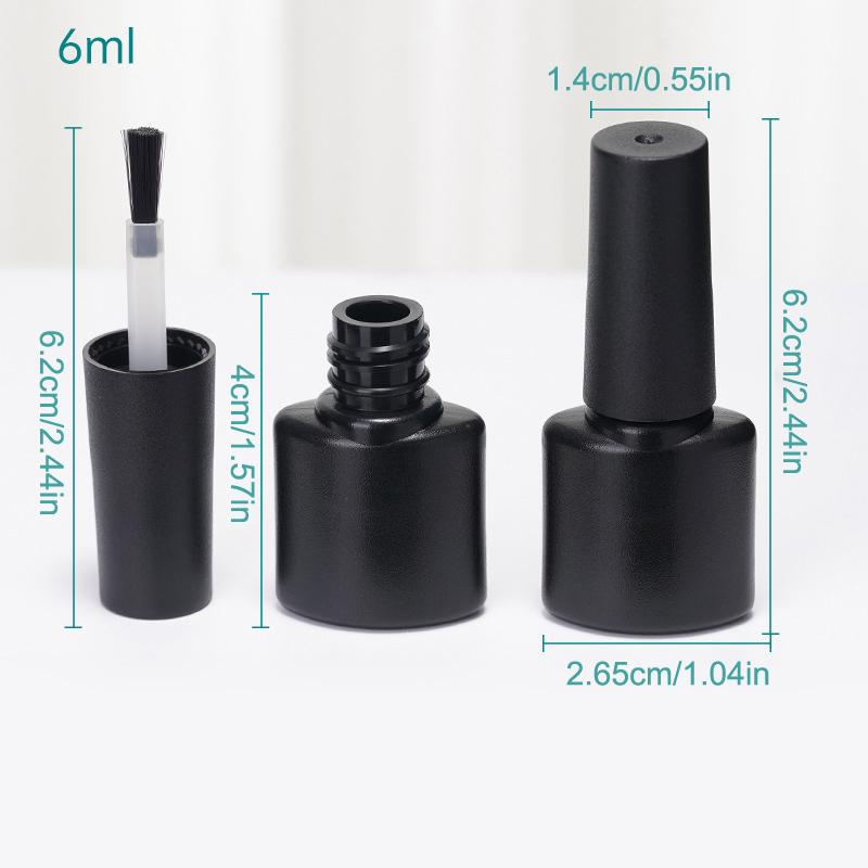 Nail Gel Bottle Empty Nail Polish Bottles Black Refillable Bottles With Brush For Travel Portable Cosmetic Containers 6/7/8/10Ml
