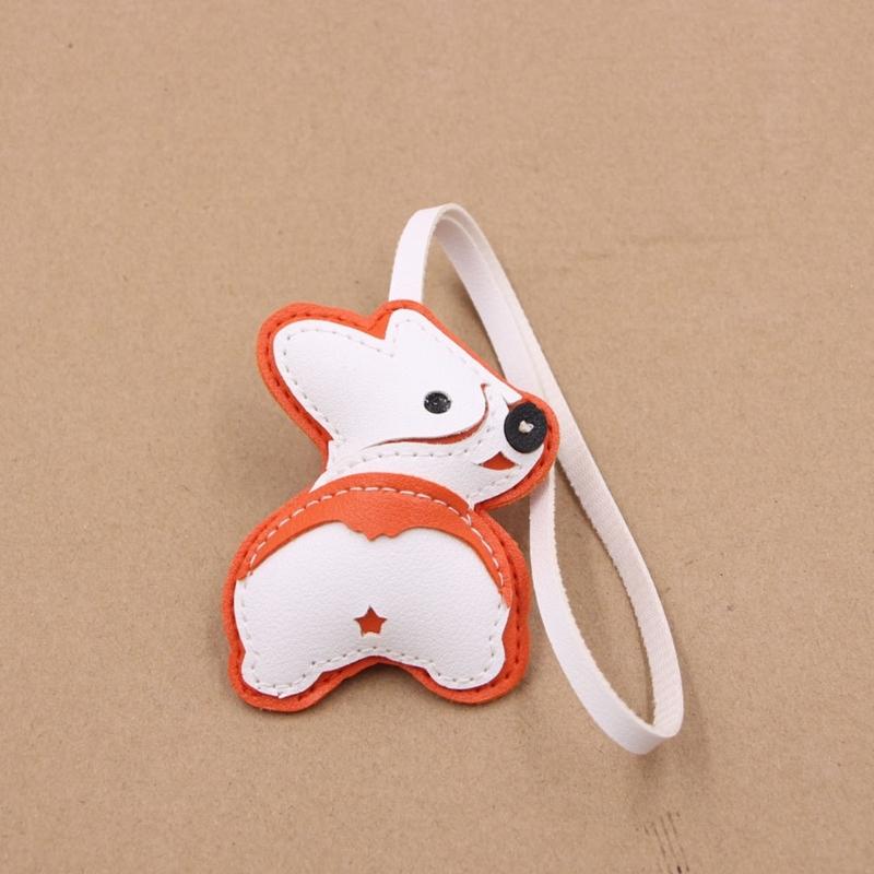 PU Leather Corgi Keychain Cute Dog Accessory Decoration Lightweight PU Craft Pendant For Daily Bag Styling