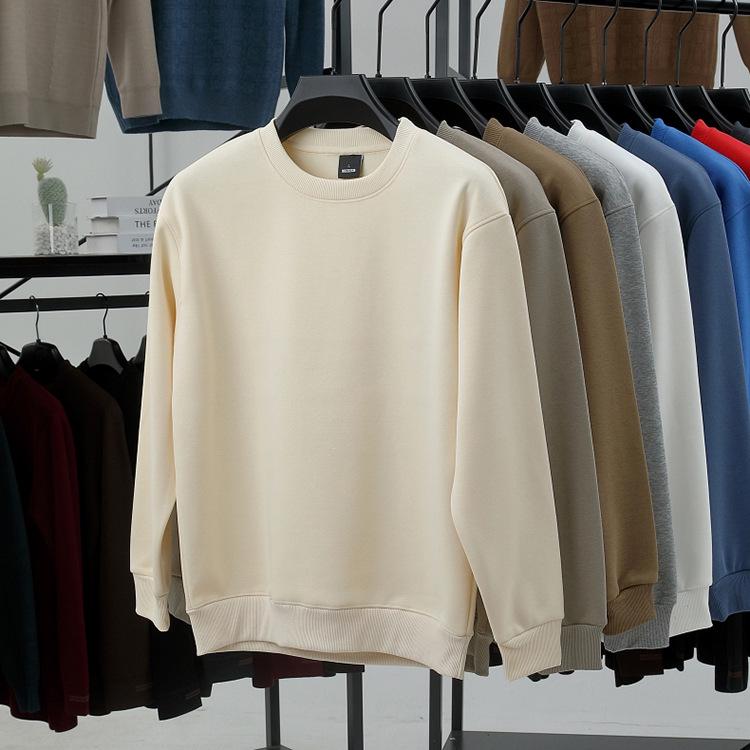 Hagis Men's Round Neck Sweatshirt Plus Velvet Thickened Long Sleeve Cotton Base Layer