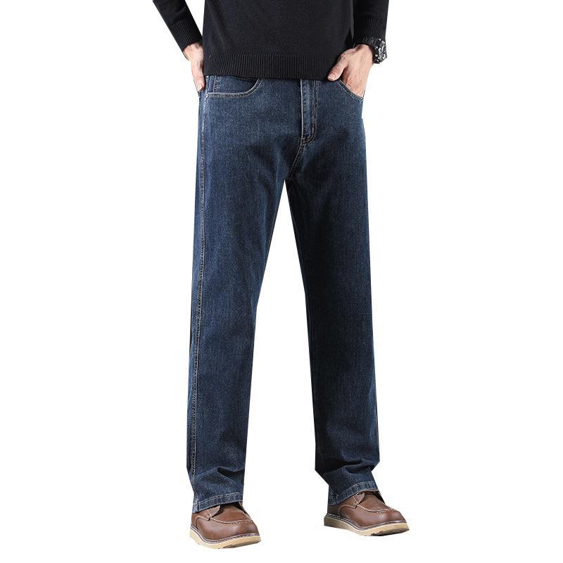 Pánské ležérní džíny s rovnými nohavicemi a elastickým pasem s velvetovou podšívkou na zimu 2023