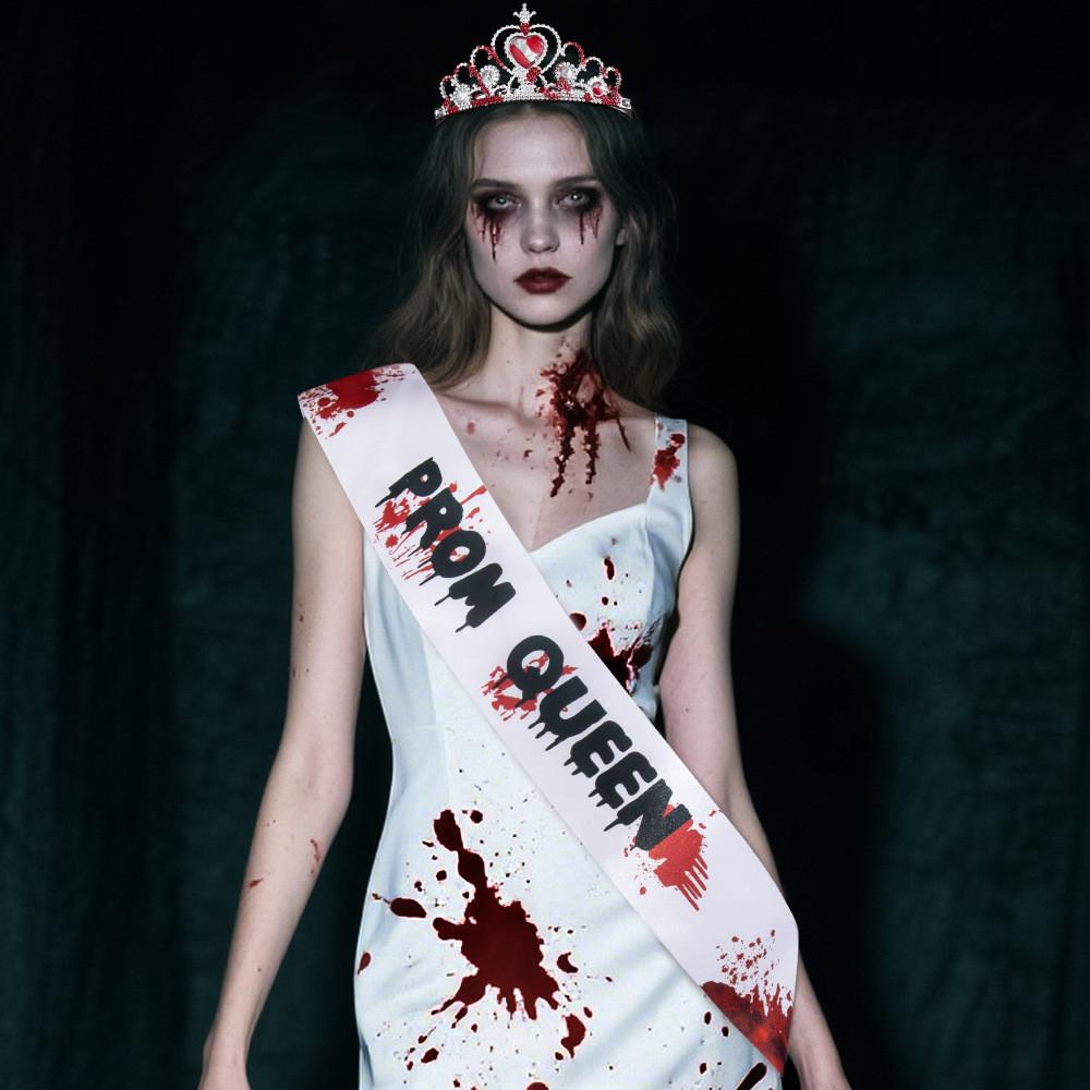 Halloween Ghost Bride Costume With Shoulder Straps And Handheld Bouquet For Cosplay And Party Events