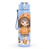 1PC Orange Hood Girl Small Pet Companion Pattern 750ml Color Plastic Sports Water Bottle Leakproof Flip Straw Lid Suitable for Sports Office Home Use