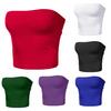 Women Sexy Solid Color Strapless Cropped Mini Bustier Slim Elastic Tube Top