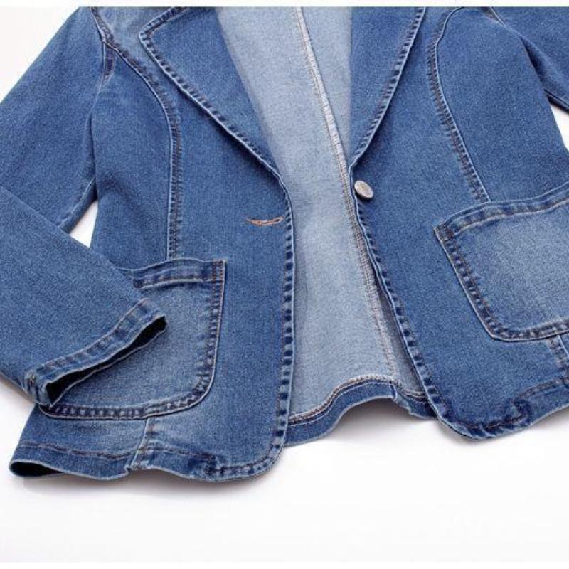 Spring   Denim Jacket Women's Casual  Jackets Cardigan Outerwear A Button Female Basic Coat Blazer