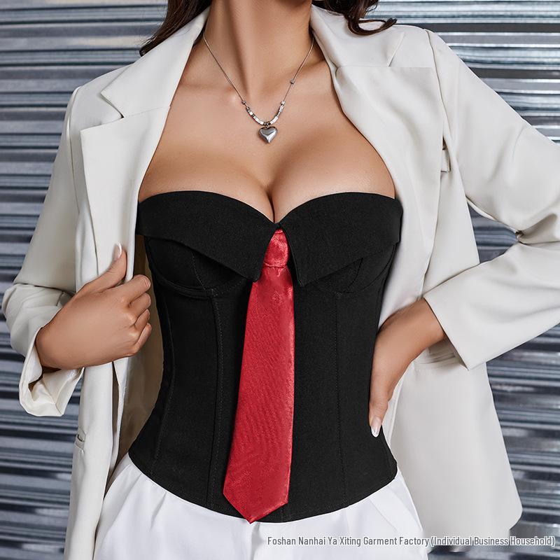 Módní tubové topy 2025 s vyjímatelnými vycpávkami a zipem v pase s kosticemi - Zvýrazňují tvar těla