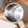 1Pcs Stainless Steel Mug with Rotating Lid 500ml (Blue/Khaki/Red) Stainless Steel Travel Cup with Lid, Shatterproof Mug with Handle, Stainless Steel